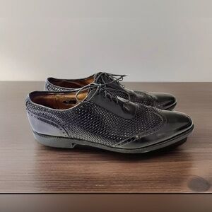 Allen Edmonds Hampstead Men’s Black Woven Wingtip Oxford Shoes Size 12B - 1908